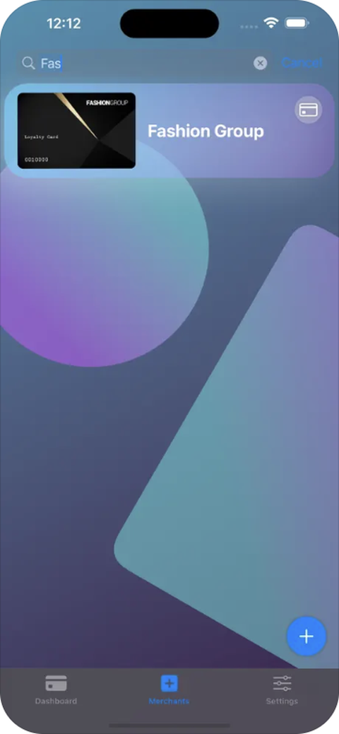 WalletLess loyalty card screen